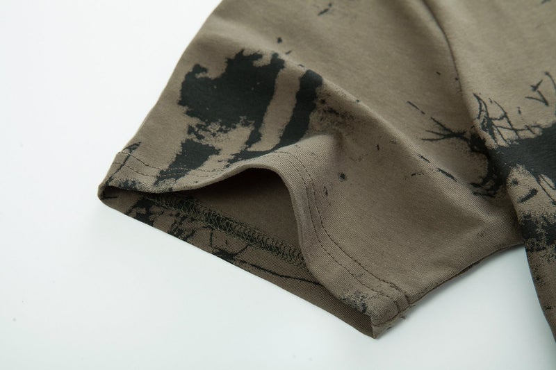 KLIEGOU Mens Hipster Hip Hop Ripped Round Hemline Pattern Print T Shirt 86 ArmyGreen M - Image 5
